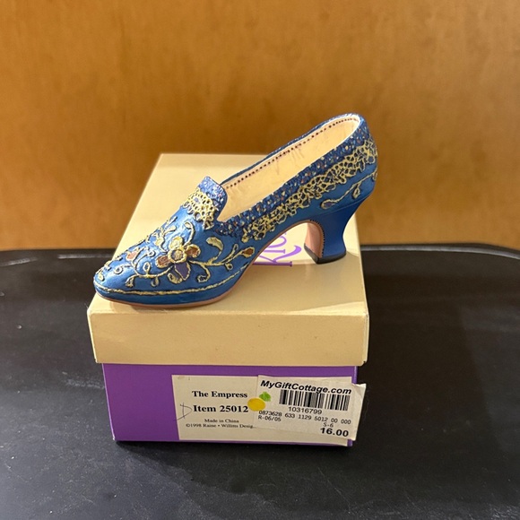 Just The Right Shoe Shoes - Just The Right Shoe Blue and Gold Embroidered Heels